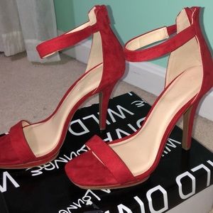 Suede Red Pencil Heels- Forever 21